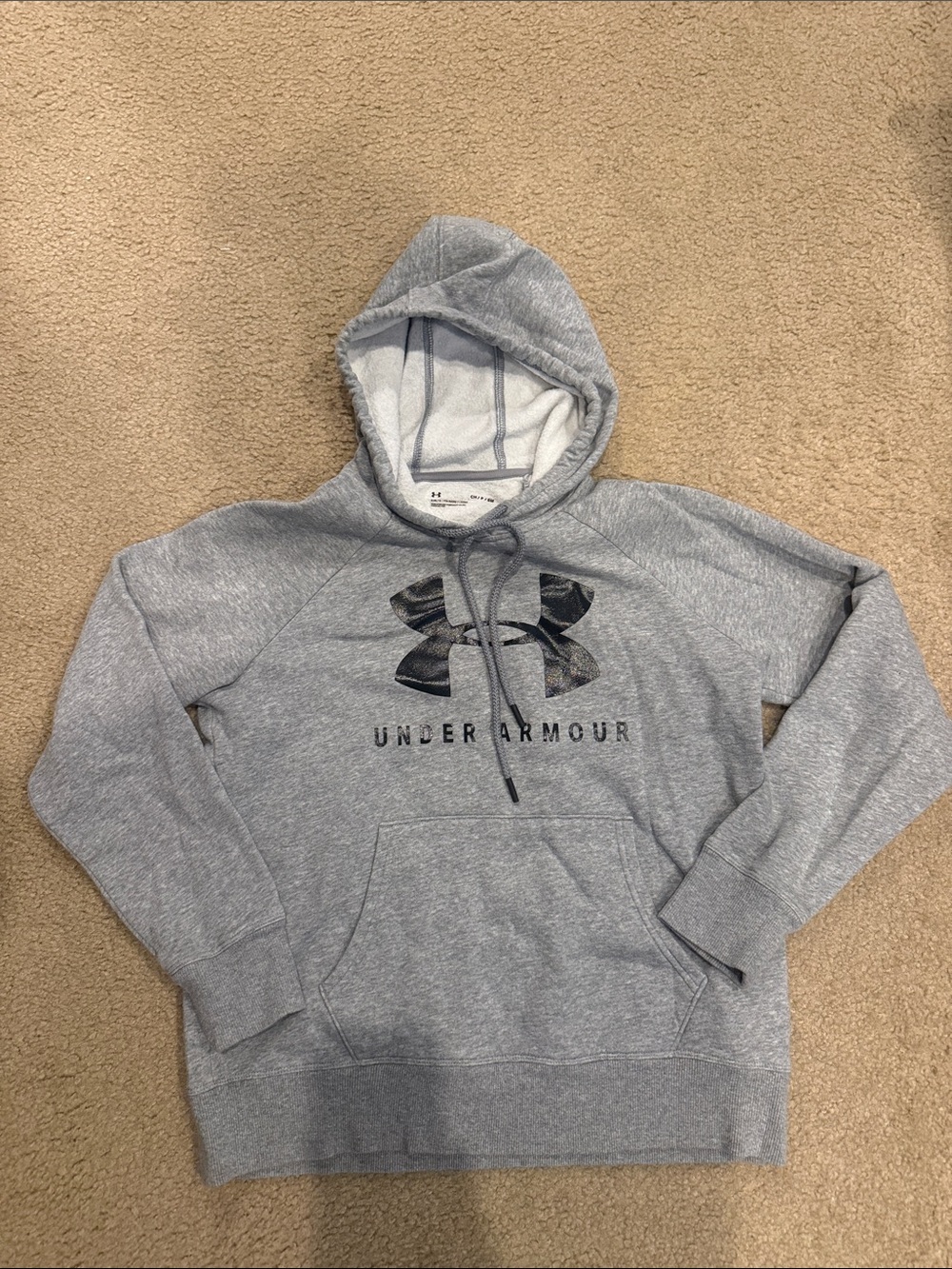 Under Armour Heather Gray Logo Womens  Pullover Hoodie
